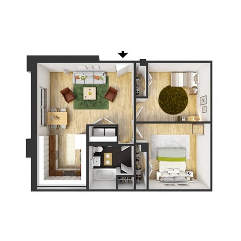 The Porter Floor Plan | 824 Sq. Ft. at The Hudson, Richmond, VA